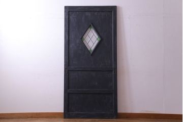 【S様ご成約分】結霜ガラス入り　シャビーなアンティークペイントドア(建具、引き戸)