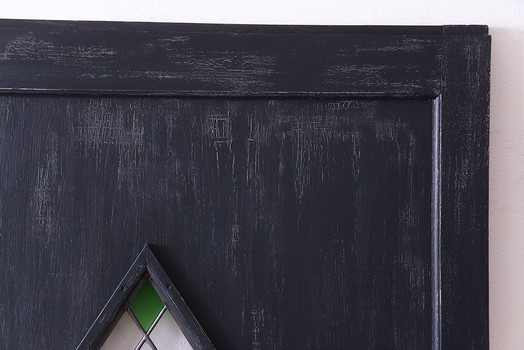 【S様ご成約分】結霜ガラス入り　シャビーなアンティークペイントドア(建具、引き戸)