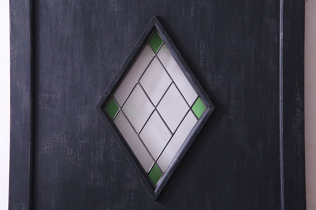 【S様ご成約分】結霜ガラス入り　シャビーなアンティークペイントドア(建具、引き戸)