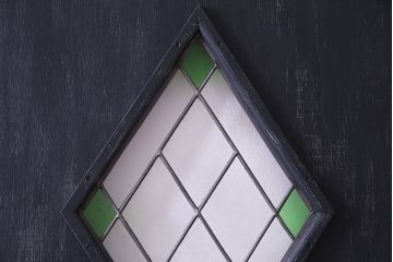 【S様ご成約分】結霜ガラス入り　シャビーなアンティークペイントドア(建具、引き戸)