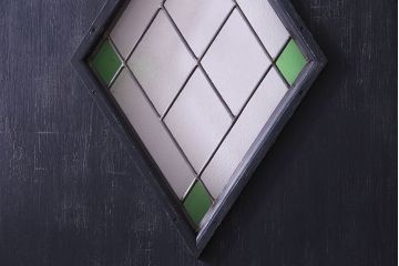 【S様ご成約分】結霜ガラス入り　シャビーなアンティークペイントドア(建具、引き戸)