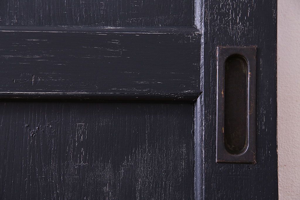 【S様ご成約分】結霜ガラス入り　シャビーなアンティークペイントドア(建具、引き戸)