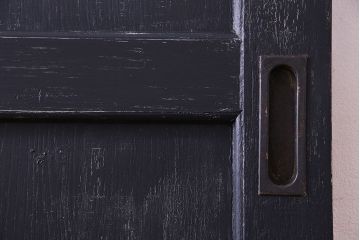 【S様ご成約分】結霜ガラス入り　シャビーなアンティークペイントドア(建具、引き戸)