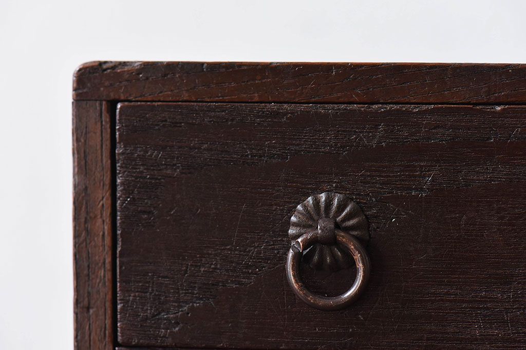 アンティーク家具　和製アンティーク　総栗材　可愛らしいサイズの木製小引き出し(印鑑箱、印箱)