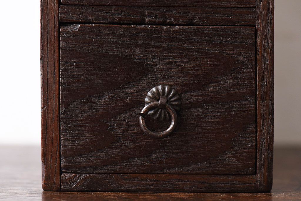 アンティーク家具　和製アンティーク　総栗材　可愛らしいサイズの木製小引き出し(印鑑箱、印箱)