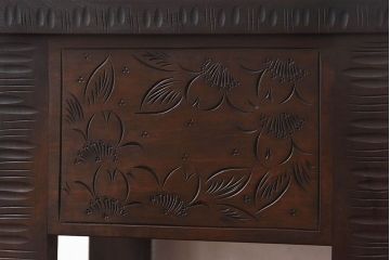 アンティーク雑貨　中古　伝統工芸　軽井沢彫り　意匠を凝らした美しい花台(サイドテーブル、飾り台、引き出し)