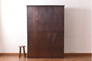 レトロ家具　昭和レトロ　ナラ材使用の味わいのある上質なカップボード(重ね食器棚、戸棚)