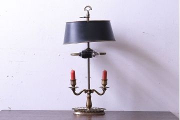アンティーク雑貨　フランスアンティーク　シックな燭台付きテーブルランプ(デスクスタンド)
