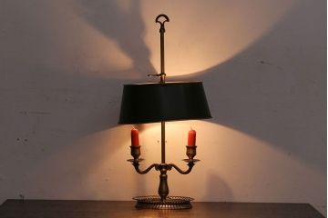 アンティーク雑貨　フランスアンティーク　シックな燭台付きテーブルランプ(デスクスタンド)