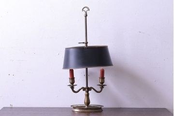 アンティーク雑貨　フランスアンティーク　シックな燭台付きテーブルランプ(デスクスタンド)