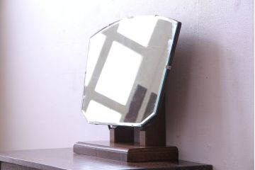 アンティーク雑貨　イギリスビンテージ　アンティークのシンプルなミラー(鏡、卓上ミラー)