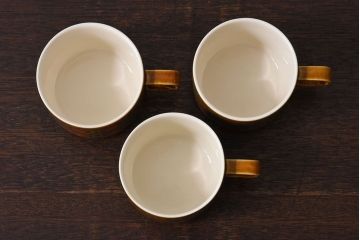 イギリスビンテージ　HORNSEA(ホーンジー)　BRONTE(ブロンテ)シリーズ　カップ&ソーサー&プレート3客セット(洋食器)