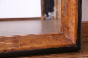 アンティーク雑貨　中古　イタリア製　高級感のある鳥眼杢のミラー(鏡)