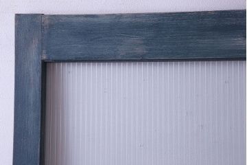 昭和期　モールガラスがレトロな魅力を放つペイント引き戸(ガラス戸、建具)2枚セット