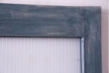 昭和期　モールガラスがレトロな魅力を放つペイント引き戸(ガラス戸、建具)2枚セット