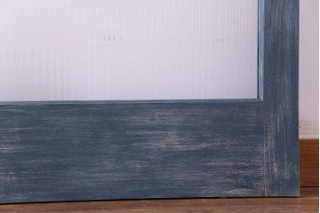 昭和期　モールガラスがレトロな魅力を放つペイント引き戸(ガラス戸、建具)2枚セット