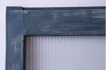 昭和期　モールガラスがレトロな魅力を放つペイント引き戸(ガラス戸、建具)2枚セット