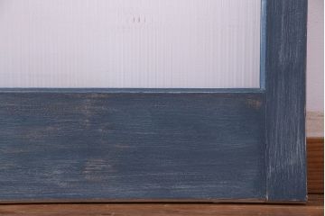 昭和期　モールガラスがレトロな魅力を放つペイント引き戸(ガラス戸、建具)2枚セット