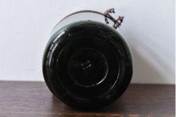 アンティーク雑貨　フランスアンティーク　DURFOR(ダルフール)　緑のガラスビン(保存瓶、ジャー)