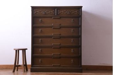 ビンテージ　神戸洋家具老舗たかねや製　オーク材使用の上品なチェスト(引き出し)(永田良介)