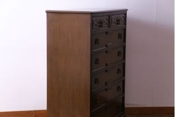 ビンテージ　神戸洋家具老舗たかねや製　オーク材使用の上品なチェスト(引き出し)(永田良介)