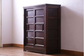 中古　特注品　松本民芸家具 落ち着いた雰囲気のA型下駄箱(収納棚)(定価約24万円)