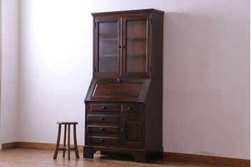 中古　北海道民芸家具　上品な雰囲気漂うライティングビューロー(机、収納棚)(定価約50万円)(2)