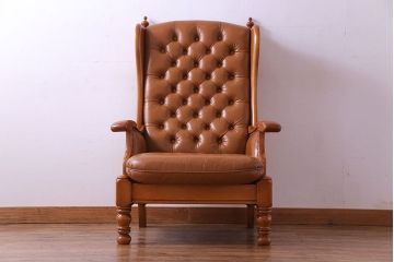 中古　横浜クラシック家具　ダニエル(daniel)　A-518　レオナマスターチェア (Leona)　本革ハイバックアームチェア(ソファ)(定価約70万円)