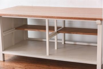 アンティーク家具　両面使いで便利!モールガラス引き戸の作業台(カウンターテーブル)