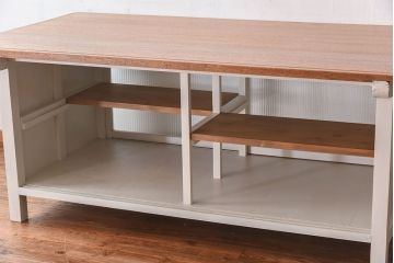 アンティーク家具　両面使いで便利!モールガラス引き戸の作業台(カウンターテーブル)