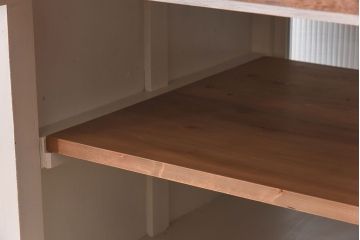 アンティーク家具　両面使いで便利!モールガラス引き戸の作業台(カウンターテーブル)