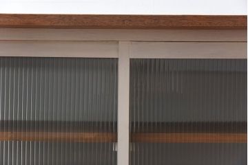 アンティーク家具　両面使いで便利!モールガラス引き戸の作業台(カウンターテーブル)