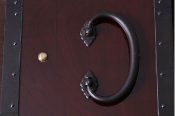 中古　匠工芸製　木地呂塗りのツヤが美しい金庫箪笥(帳箱、船箪笥、千両箱)