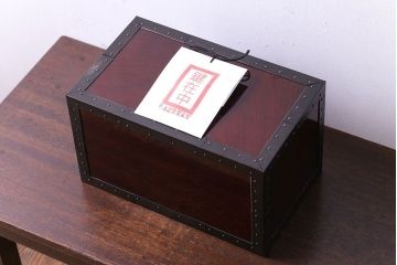中古　匠工芸製　木地呂塗りのツヤが美しい金庫箪笥(帳箱、船箪笥、千両箱)