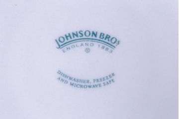 アンティーク雑貨　イギリスビンテージ　JOHNSON BROTHERS(ジョンソン・ブラザーズ)　Indies Blue(サインディーズ・ブルー)シリーズ カップ&ソーサー&プレート2客セット(洋食器)(2)