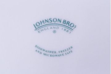 アンティーク雑貨　イギリスビンテージ　JOHNSON BROTHERS(ジョンソン・ブラザーズ)　Indies Blue(サインディーズ・ブルー)シリーズ カップ&ソーサー&プレート2客セット(洋食器)(2)