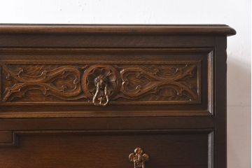 ビンテージ　神戸洋家具老舗たかねや製　オーク材使用の上品なチェスト(引き出し)(2)(永田良介)
