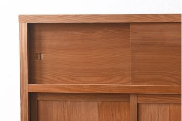 中古　竹の装飾と木の質感が味わい深い置き水屋(茶水屋、戸棚、茶棚)(2)