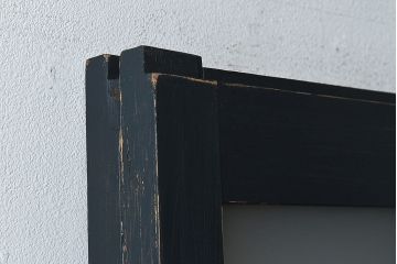 昭和レトロ　シックなカラーのペイントガラス戸(建具、引き戸)2枚セット