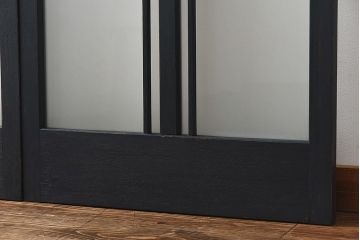 昭和レトロ　シックなカラーのペイントガラス戸(建具、引き戸)2枚セット