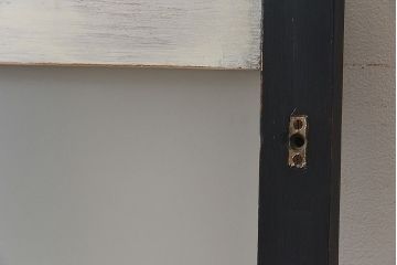 昭和レトロ　シックなカラーのペイントガラス戸(建具、引き戸)2枚セット