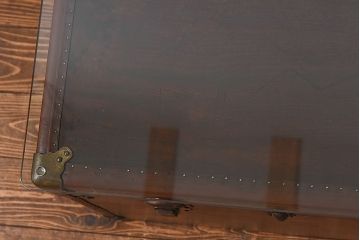 イギリスアンティーク　ガラス天板付きトランクテーブル(センターテーブル)