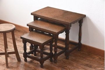 ヴィンテージ家具　スペイン　ビンテージ　個性的なネストテーブル(サイドテーブル、コーヒーテーブル)