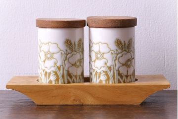 アンティーク雑貨　イギリスビンテージ　Hornsea(ホーンジー)　FLEUR(フルール)　ソルト&ペッパーシェーカーセット(調味料入れ)