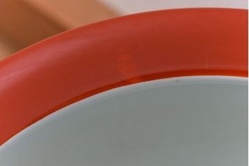 アンティーク雑貨　ノリタケ・則武(日陶)　鶴の図　朱色が目を引く小振りの火鉢(手あぶり、鉢カバー)