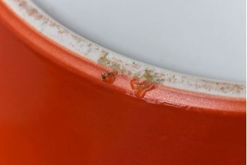 アンティーク雑貨　ノリタケ・則武(日陶)　鶴の図　朱色が目を引く小振りの火鉢(手あぶり、鉢カバー)