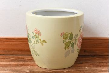 アンティーク雑貨　ノリタケ・則武(日陶)　昭和初期　鮮やかな牡丹が美しい火鉢(鉢カバー)(1)