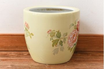 アンティーク雑貨　ノリタケ・則武(日陶)　昭和初期　鮮やかな牡丹が美しい火鉢(鉢カバー)(2)
