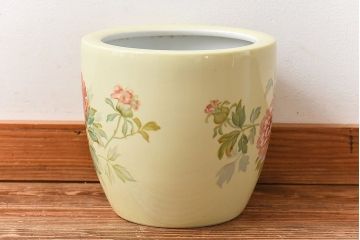 アンティーク雑貨　ノリタケ・則武(日陶)　昭和初期　鮮やかな牡丹が美しい火鉢(鉢カバー)(2)