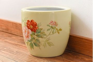 アンティーク雑貨　ノリタケ・則武(日陶)　昭和初期　鮮やかな牡丹が美しい火鉢(鉢カバー)(2)